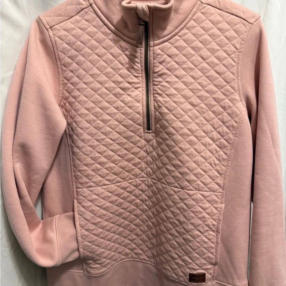 LLBean Quilted Knit Stand Collar Pullover in muted rose size Med Pet NWOT